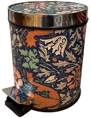 Shihan-2015 Cubo de Basura Bote de Basura de Cuero de orquídea Vintage con Tapa, Bote de Basura con Pedal Redondo y Cubo Interior for Sala de Estar, Dormitorio, Oficina Cubo para Cocina/Bote Basura