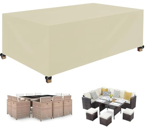 XUEQXUE Housse de Protection Salon de Jardin 230 x 130 x 90 cm Bache Salon de Jardin Canapé Couvrir, Imperméable, Indéchirable, 420D Oxford Tissu Housses, pour Canapé,Chaise,Tables, Beige
