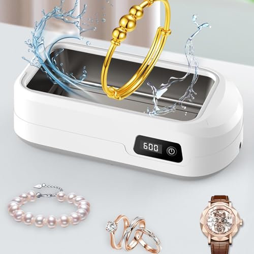 NVYAZJ Pulitore Ad Ultrasuoni Portatile da 640ml, 4 Regolazioni del Tempo 180/300/420/600s, Vibrazione 49000Hz Pulizia a 360° a Tutto Tondo per Occhiali, Anelli, Orologi, Collane