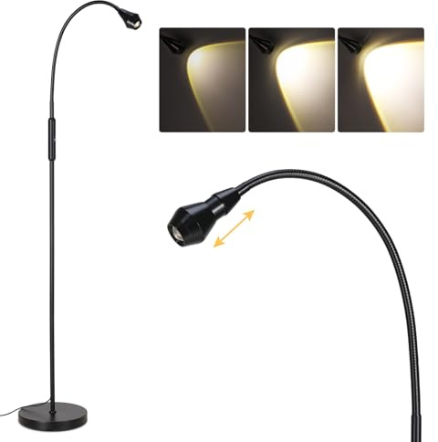 SUNMORY Adjustable LED Beam Floor Lamps for Living Room, Reading Lamp with Flexible Gooseneck, Dimmable Zoomable Spotlight, Work Light, Touch Control, Task Crafting Standing Lamp for Office Bedroom