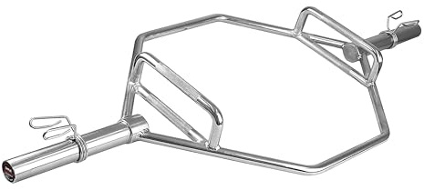 Diamond 【sechseckige olympische Hantelablage】 Shrug Bar Diamond | Deadlift & Powerlifting | Ø50 mm für olympische Scheiben | max. Belastung 200 kg | Länge 155 cm | Hülsen Ø50 mm, inklusive Federn und