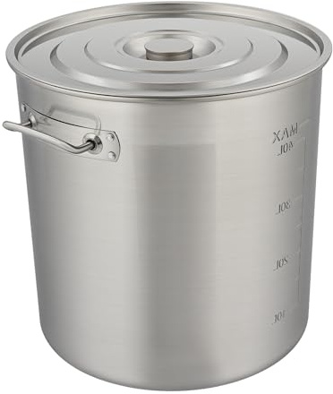 Olla de acero inoxidable de 50 L, 40 cm con tapa, olla grande de calidad comercial para cocinar, estofado, pozole, pasta, compatible con inducción, ideal para uso doméstico y comercial