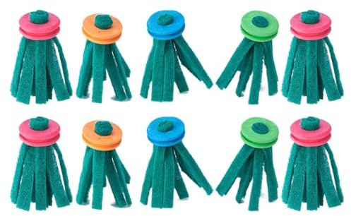 Balai à récurer Flottant pour Aquarium - Tapis de Ponte d'œufs de Poisson - 4,5 x 10 cm - Réutilisable - en Mousse - Aide à la Nidification en Fibre Douce - Vert - Utilisation dans Un réservoir d'eau