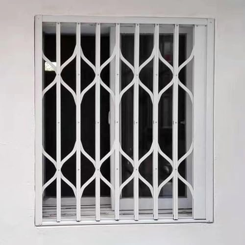 Fenstergitter Einbruchschutz Weißes, Faltbares Fenstergitter aus Metall, Fensterschutzgitter für Kinder Und Haustiere mit Schloss, Einbruchhemmende Fenstergitter/ Fenstergitterschiene, Extra Breit(W95