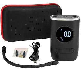 Compressore d'Aria Portatile Ricaricabile – 150 PSI, Batteria 4000mAh, Display LCD, 4 Modalità, per Auto, Moto, Bici e Palloni – con Custodia Rigida