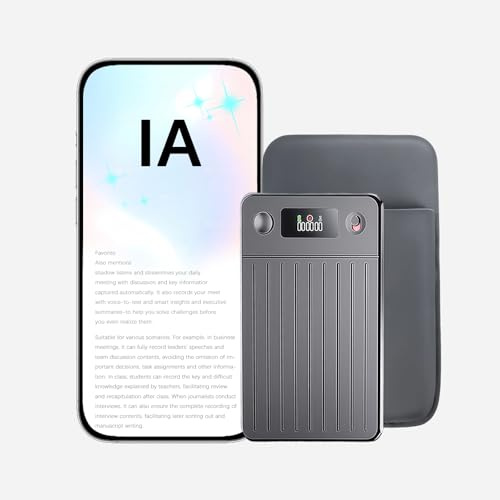 64GB Grabadora de Voz IA - Mini Grabadora Transcribe y Resume con tecnología de IA Soporta 256 Idiomas, Grabadora de Audio Genial para Lección, Llamada, Entrevista