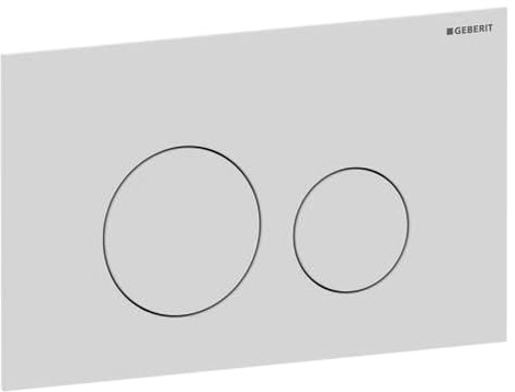 Geberit Sigma40 Betätigungsplatte (rund, 2-Mengen-Spülung: Platte, Taste: weiß/Glas glänzend, Betätigung von vorne, WC Drückerplatte, Abdeckplatte) 115628SI1