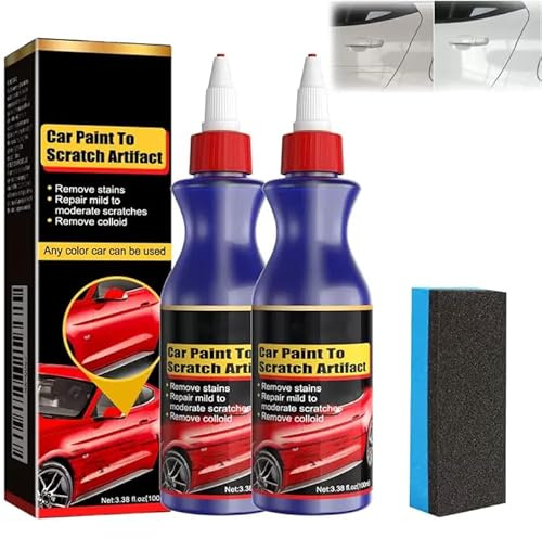 2025 Car Scratch Remover, Modèle Crème De Réparation De Rayures De Voiture, Efface Rayures Anti-Rayures Pâte Réparation,Efface Rayures Profondes Voiture Ave Du Tissu Et De L'éponge (2PCS)