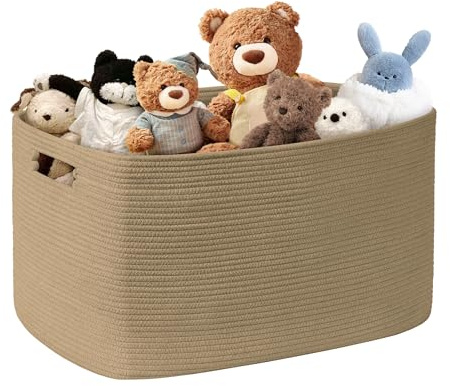 MYHOMMATTO Großer 86L Aufbewahrungskorb aus Baumwollseil, Boho Korb für Spielzeug Decken, Wäschekorb Geflochten, Wäschesammler Kleidung Aufbewahrung für Wohnzimmer Kinderzimmer, Jute