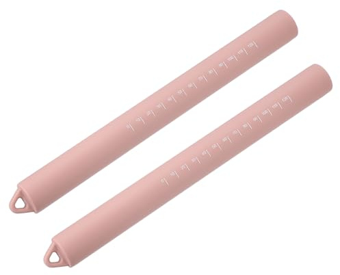sourcing map 2 mattarelli per la cottura, 25,4 cm, in silicone, antiaderente, con nucleo interno in acciaio inox, rullo da forno per casa, cucina, pasta, biscotti, pasticceria, rosa