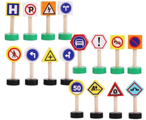 Panneaux De Signalisation Routière Pour – 16 Panneaux De Signalisation Routière, Jeu Éducatif D'apprentissage Précoce Avec Blocs De Signalisati0n Pour Passages Piétons, Panneau D'arrêt Et De S