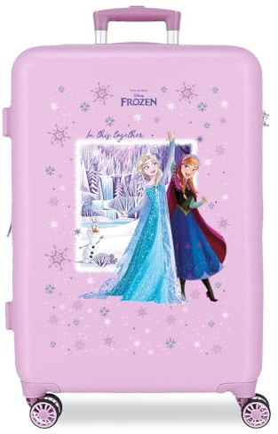 Disney Joumma Frozen In This Together mittelgroßer Koffer, 46 x 65 x 23 cm, starres ABS-Seitenkombinationsschloss 56L 3.1kg, 4 Doppelrollen, lila