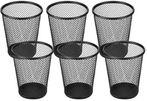 AiQInu Portapenne da Scrivania 6pcs, Porta Penne per Scrivania in Metallo, Organizer Scrivania con Design Industriale, Porta Oggetti Multifunzione, Impilabile, per Ufficio e Casa