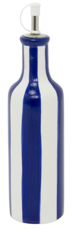 Striped Cruet Bottle, 26cm Ceramic Blue White Oil Pourer, 450ml Refillable | Cruet bottle, Ceramic oil pourer, Blue and white stripe design, Nautical kitchen decor, Refillable 450ml, Gloss finish