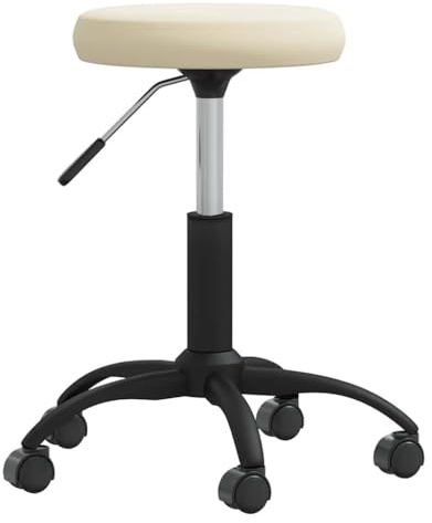 XHNIFBN Bürostuhl Drehbar Samt Creme - Höhenverstellbarer Schreibtischstuhl mit Rollen, Moderner Drehstuhl Polstersessel für Home Office, Wohnzimmer und Arbeitszimmer, 31 x 42-54 cm