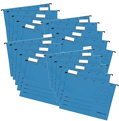 20er Set Herlitz 5874664 Hängemappe A4 UniReg farbig blau zu 5er im Polybeutel Kraftkarton, 230 g/qm (Hängemappe | 20er Set, blau)