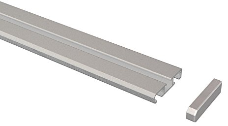 Flairdeco Vorhangschiene 1-/2-läufig Wendeprofil, Aluminium, Silbergrau, 200 cm (geteilt in 2x100 cm)