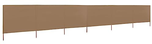 vidaXL Paravent 6 Panneaux Tissu Taupe Séparateur Pièce Brise-Vue Coupe-Vent