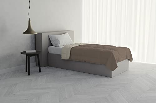Italian Bed Linen Piumino Estivo, Microfibra, Tortora/Panna, 1 Posto