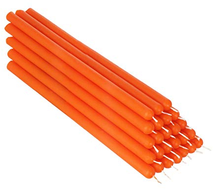 NKlaus 25x arancio cera d'api 21cm senza fuliggine candele da tavolo colorate candele pasquali candele rituali candele nuziali candele a goccia 36345