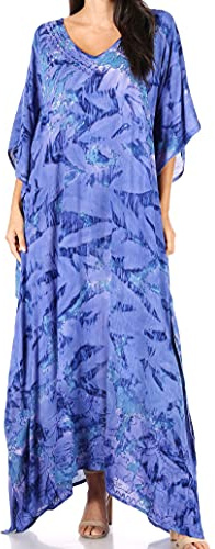 Sakkas Catia Femmes Boho Casual Long Maxi Caftan Robe Kaftan Cover-up LougeWear