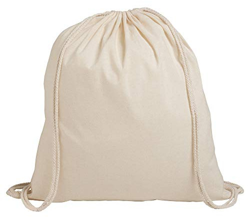 D&H CLOTHING UK Pack of 1/3/5/10/25/50/100 Plain Natural Cotton Shopping School Bags Rucksacks Drawstring School Gym PE Book P E Eco Friendly Shoppers