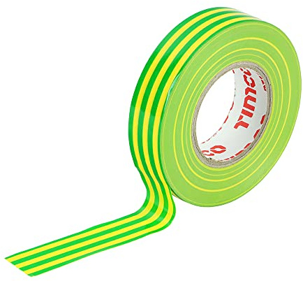 TIMco ITGYSTRIPE - Cinta aislante de PVC (25 m x 18 mm), color verde y amarillo