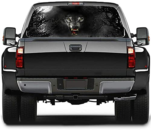 YHMX Auto-Aufkleber – 1 Stück Wolfs-Aufkleber – Heckscheibenaufkleber, Lkw-Aufkleber, Auto-Aufkleber für Auto/Lkw/SUV, Universal-Autoaufkleber, 134,6 x 35,6 cm