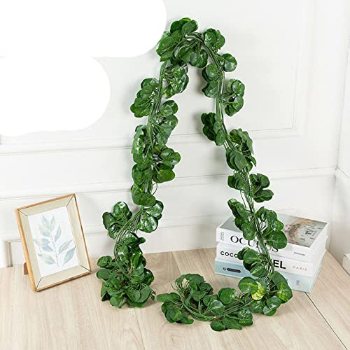 205 cm grüne Seide künstliche hängende Blattgirlande 2–10 Stück Pflanzen Weinblätter für Zuhause Hochzeit Party Badezimmer Garten Dekoration – 205 cm Begonie, 8 Blatt