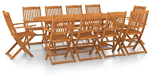 Festnight Gartenmöbel Set Holz Klappbar Gartentisch Set mit 10 Stühlen Garten Sitzgruppe 10 Personen Essgruppe Terrassenmöbel Klappstuhl Sitzgarnitur Gartengarnitur Massivholz