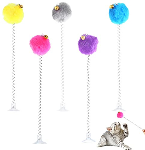 5 Stück Interaktives Katzenspielzeug Federn Katzen Spielzeug Mit Saugnapf Und Glocken Katzenangel Mit Federn Saugnapf Katzenspielzeug Katze Zauberstab Katzenstäbe Für Kitten Selbstbeschäftigung