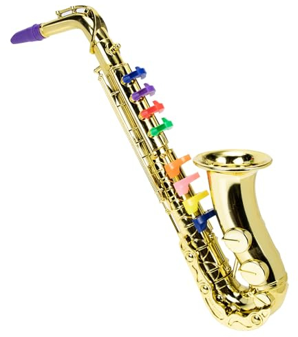 SUPVOX Sax Giocattolo Educativo per Bambini Oro, Saxofono Giocattolo, Tromba per Bambini in Plastica
