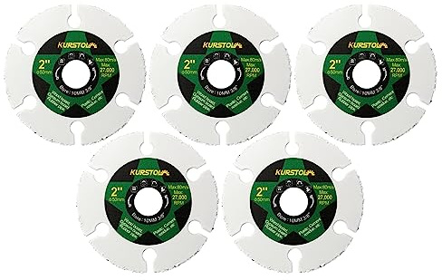 KURSTOL Hartmetall Trennscheibe für Holz - 50mm × 5 Scheiben für Holz Gummi Kunststoff Gipsplatte, mit 10mm Bohrungsdurchmesser