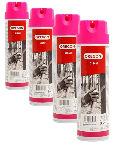 Oregon Pink Fluorescent Forestry Marking Spray, 500ml Can Temporary Marker Paint Lasts Up To 2 Years, Rapid Drying (519416) (Pack of 4)