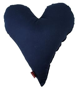 POWER INN Herzkissen klein ca. 30x35cm | Geschenk zur Hochzeit, Muttertag oder Valentinstag | Dekokissen und Kuschelkissen in Herzform | Stoff 100% Baumwolle | (Marineblau)