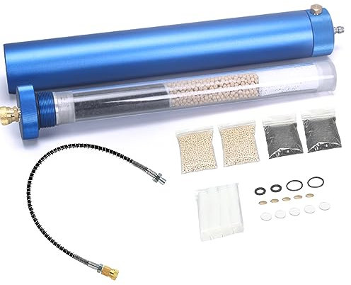 PCP Air Compressor Filter Dryer 4500Psi 30Mpa, High Pressure Pump Oil Water Seperator for PCP Rifle, Air Guns, SCUBA Cylinders Tank, with Quick Connector, Filtration Replacements (blue)