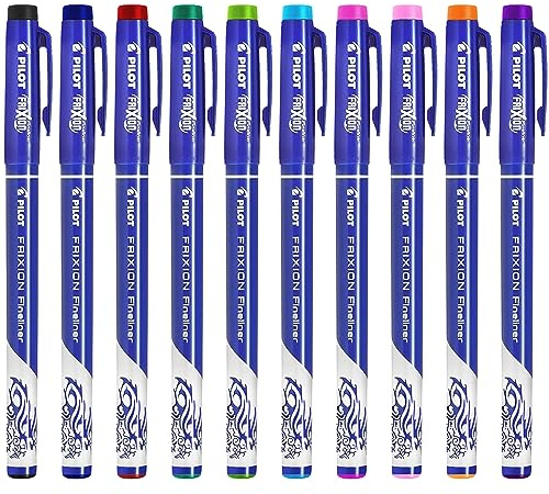 Pilot FriXion Fineliner – Marqueurs à ligne fine effaçables – 1 de chaque couleur – 10 pièces