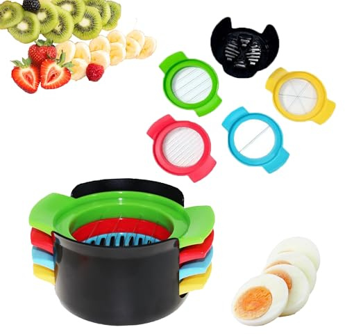 Egg Slicer for Hard Boiled Eggs – 4-in-1 Stainless Steel Egg Cutter, Avocado and Fruit Slicer, Heavy Duty Kitchen Tool for Luncheon Meat, Dishwasher Safe