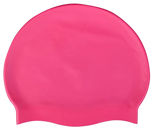 CHEX stretchig silikon unisex kvinnor män en del simmössa badmössa enkel icke-märkesvaror Fluo mörk pastellfärger en storlek vuxna 8+ år lätt dra på badhatt (rosa)
