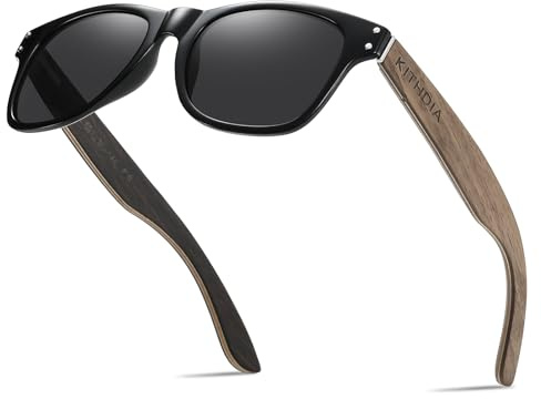KITHDIA Holz Sonnenbrillen Polarisierte Sonnenbrille,Herren Damen Polarisierte holz brille,Polarisierende Brillengläser mit UV400-Schutz S8001