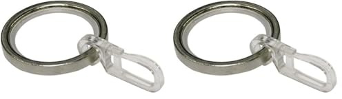 GARDINIA Gardinenringe für Gardinenstangen mit Ø 20 mm, Mit Gleiteinlage und Gardinenhaken, 10 Stück, Serie Chicago, Breite 4 mm, Metall, Edelstahl-Optik (Packung mit 2)