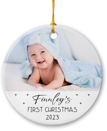 Christbaumschmuck Keramik Weihnachtsanhänger Anhänger Weihnachtsbaumschmuck Hängende Ornamente Weihnachtsdeko 2023 Babys Erstes Foto, Personalisiertes Foto 2023, Bild Hochladen, Foto Babys 1.