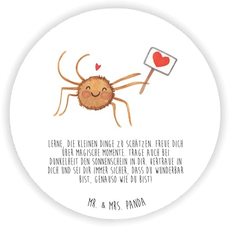 Mr. & Mrs. Panda Magnet Spinne Agathe Motivation - Geschenk, für pinwand, kühlschrank, whiteboardmagnet, Fotos, Kühlschrankmagnet, Dankeschön, Glück, Liebe, Vertrauen