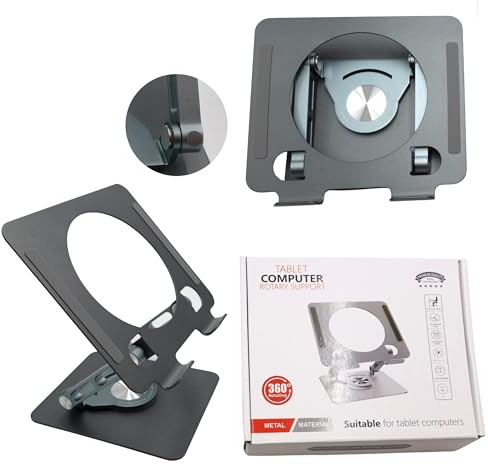 Wireless City Universal Tablet Stand for iPad with 360 Rotating Base, Foldable Adjustable Holder for Drawing, Compatible with iPad (6-13In) Pro/Air/Mini and More (Gray)