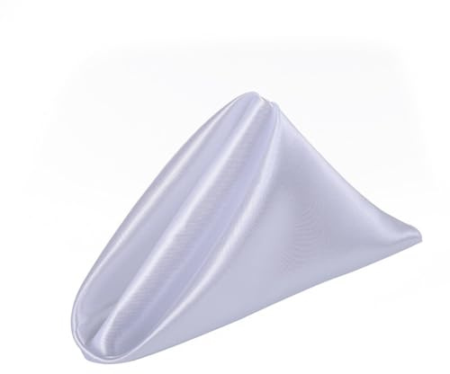 Rockreyoa Tovaglioli in raso, 50 x 50 cm, tovaglioli quadrati in tessuto, per feste, morbidi, decorazione da tavolo per matrimoni, cene, banchetti, giorno del Ringraziamento, 20 pezzi, colore bianco