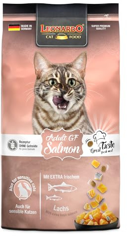 LEONARDO Adult GF Salmon für Katzen, 1,8kg, glutenfrei mit Amaranth, hochwertiger Lachs, Alleinfutter, Made in Germany | Leonardo | Alleinfuttermittel | Zur ausgewogenen Ernährung im Alltag | Glutenfrei mit Amaranth und hohem Lachsanteil
