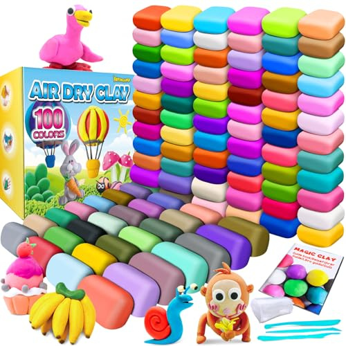 Modelling Clay - 100 Colours Air Dry Magic Clay, DIY Molding Clay with Tools, Presents Gift for Boys & Girls Age 3-12 Year Old