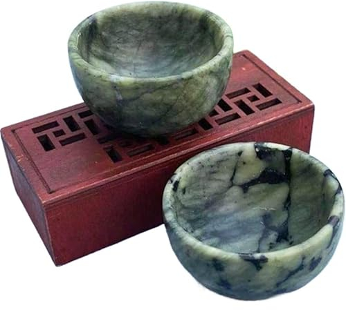 HXSCOO Cuenco de Cristal de Jade Amarillo y Verde, Piedra Natural, vajilla, Juego de Vino, minerales, Taza de té for Sala de Estar, Oficina, decoración del hogar(Plum)