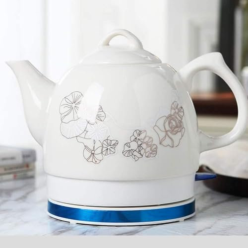 Bouilloire électrique en céramique sans Fil, théière rétro 1 L, Base Amovible Rapide, Mise Hors Tension Automatique, Protection Contre l'ébullition à Sec 1000 W, C
