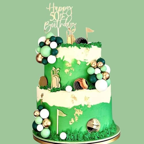 Golf Happy Birthday Cake Topper,Acrylic Mirror Golf Ball Player Cake Decorations for Golf Birthday Decorations Men' S 40th 50th 60th Decor